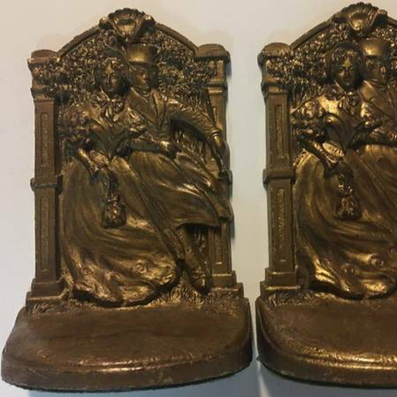Judd Pair Vintage Bronze Victorian Man Woman Couple CJO 9662 Bookends