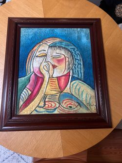 Original Signed Benyamin Long Cubist Painting – Framed – 31” x 27”