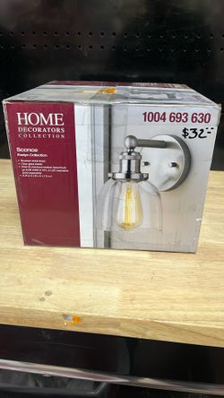  Home Decorators Collection Evelyn 6 in. 1-Light Brushed Nickel Industrial Wall Sconce with Clear Glass Shade