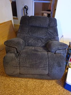Blue Fabric Oversized Recliner Chair