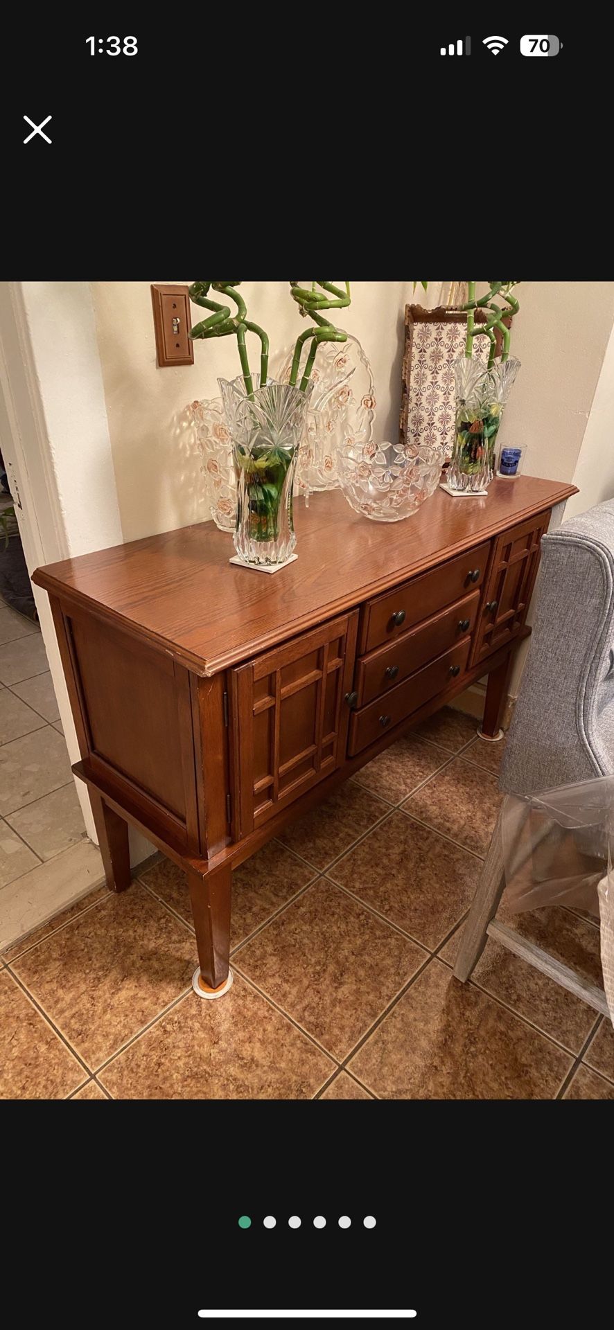 Wood Cabinet Stand Desk Dining Room Entry Hall Storage Chest