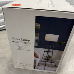 NEW Threshold Floor Lamp with Shelves – USB + Outlet (Black) 