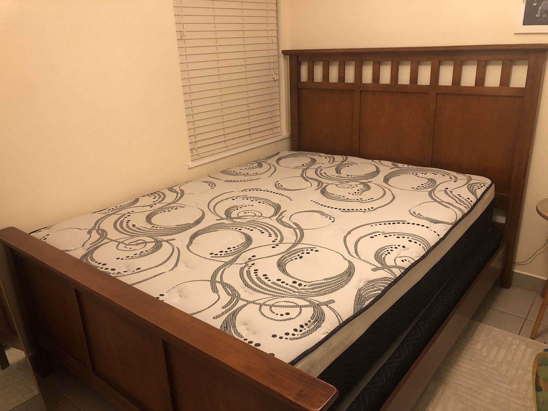 Queen Bed (frame, Mattress, And Box Spring)