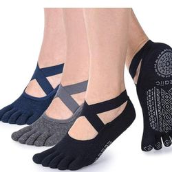 3-Pair Yoga Socks With Grips / Non-Slip