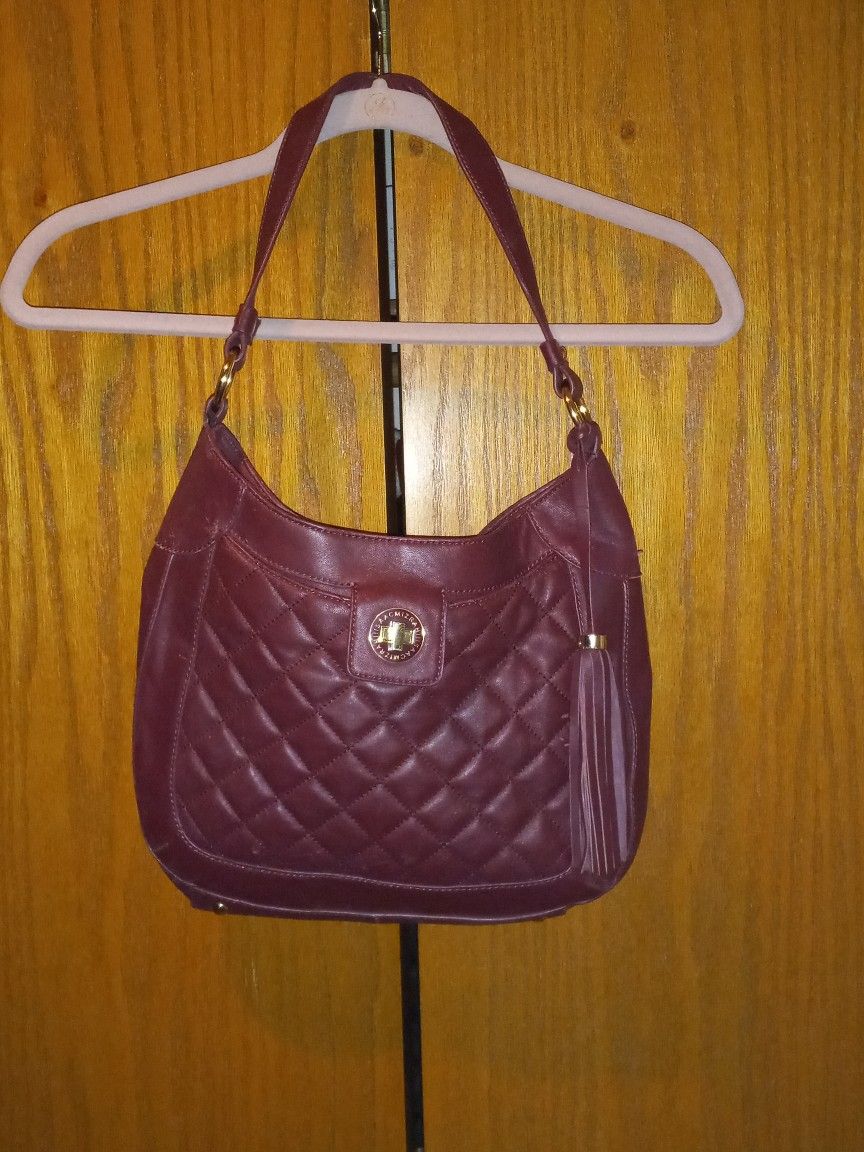 Isaac Mizrahi Burgundy Leather Hobo Bag