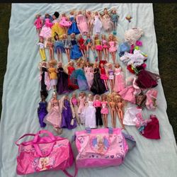 Vintage 90’s Barbies- 2 Carry Bags And Box Case