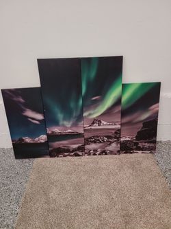 Canvas Art, 4 panels, Northern Lights, Beautiful, Large