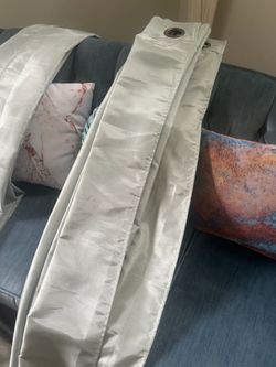 Blue-Gray Grommet Curtains + Curtain Rod & Hardware – Pair