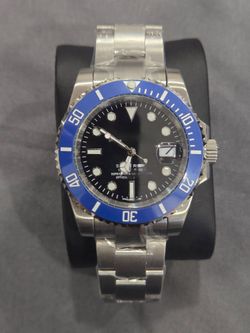 Mens Luxury Stainless Steel Watch Black Dial