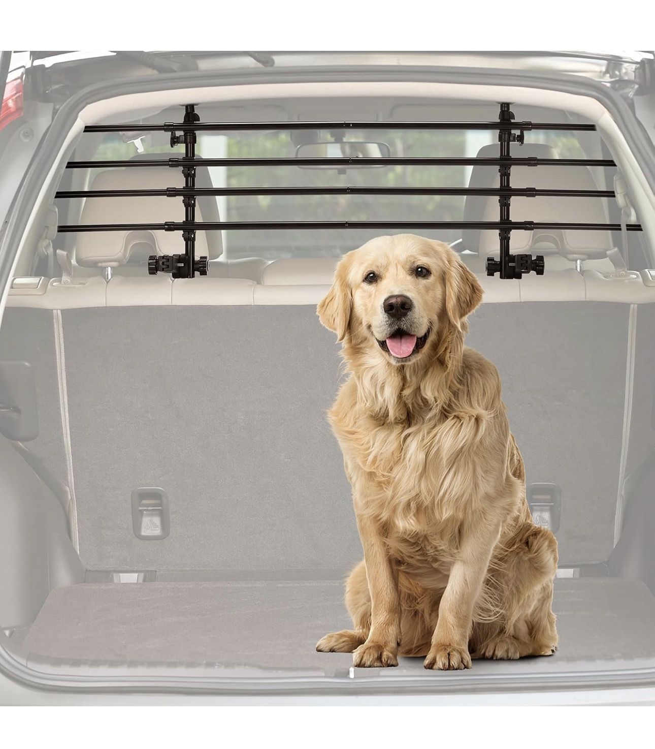Adjustable Dog Car Barrier for SUVs,Vehicles, Trucks, Upgraded Universal-Fit Pet Divider Gate Carbon Steel Dog Barrier for Cargo Area 32" to 57" Width