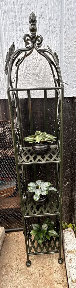 Olive Green Metal Plant Stand