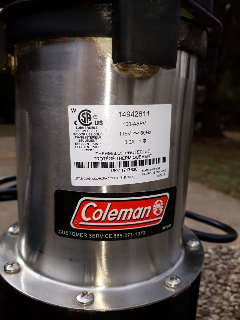 Coleman Sump pump 1 HP 5300GPH