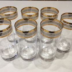 Drinking Glasses with Gold Rim Design (7)