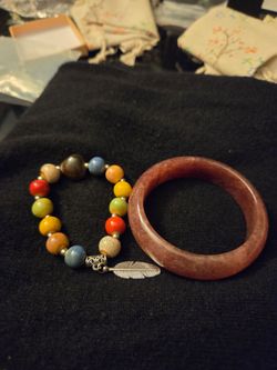 Beaded Bracelet and Stone Bangle Set