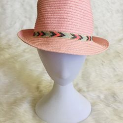 Girls Woven Paper Fedora