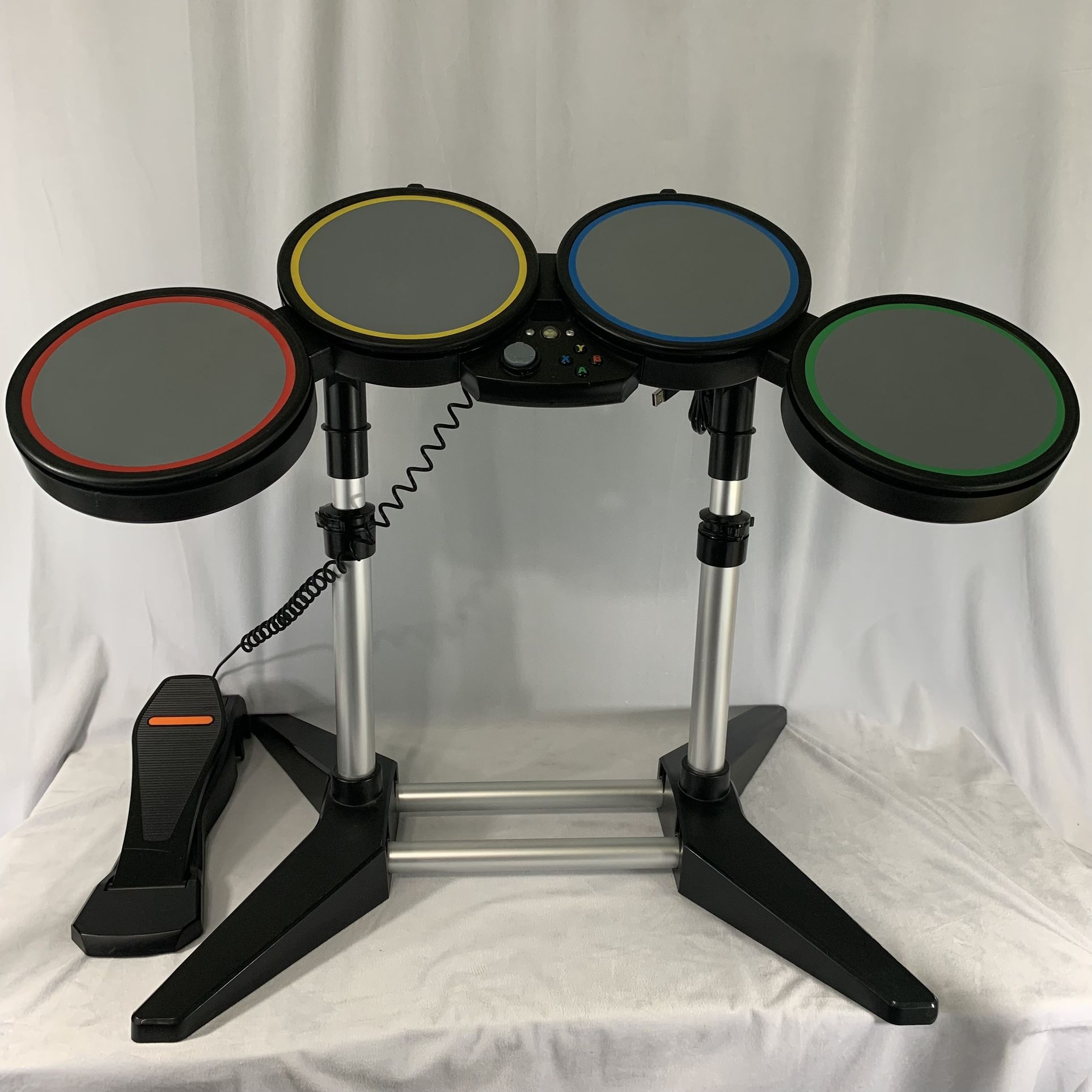 Xbox 360 Rock Band Wired Drum Set w/ Foot Pedal, Drumsticks & Stand 822149 - Tested Working