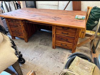 Rustic Solid Wood Executive Desk with Drawers