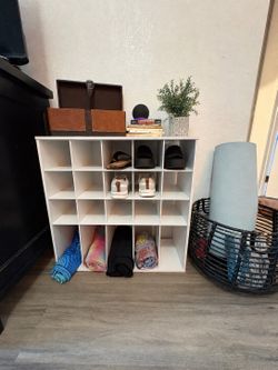 Moving Sale | White Shoe Organizer + Yoga Storage