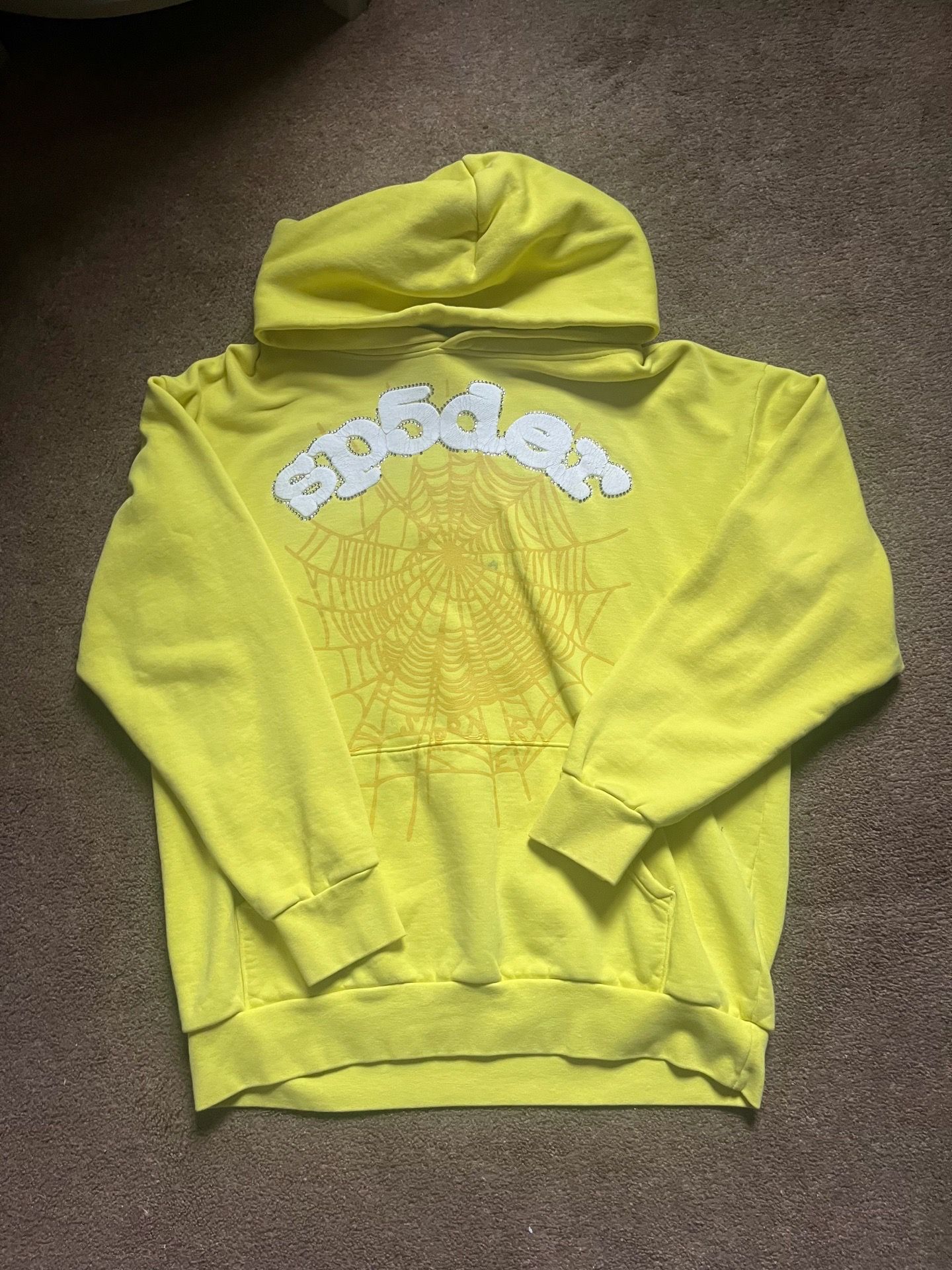 Sp5der hoodie yellow size L