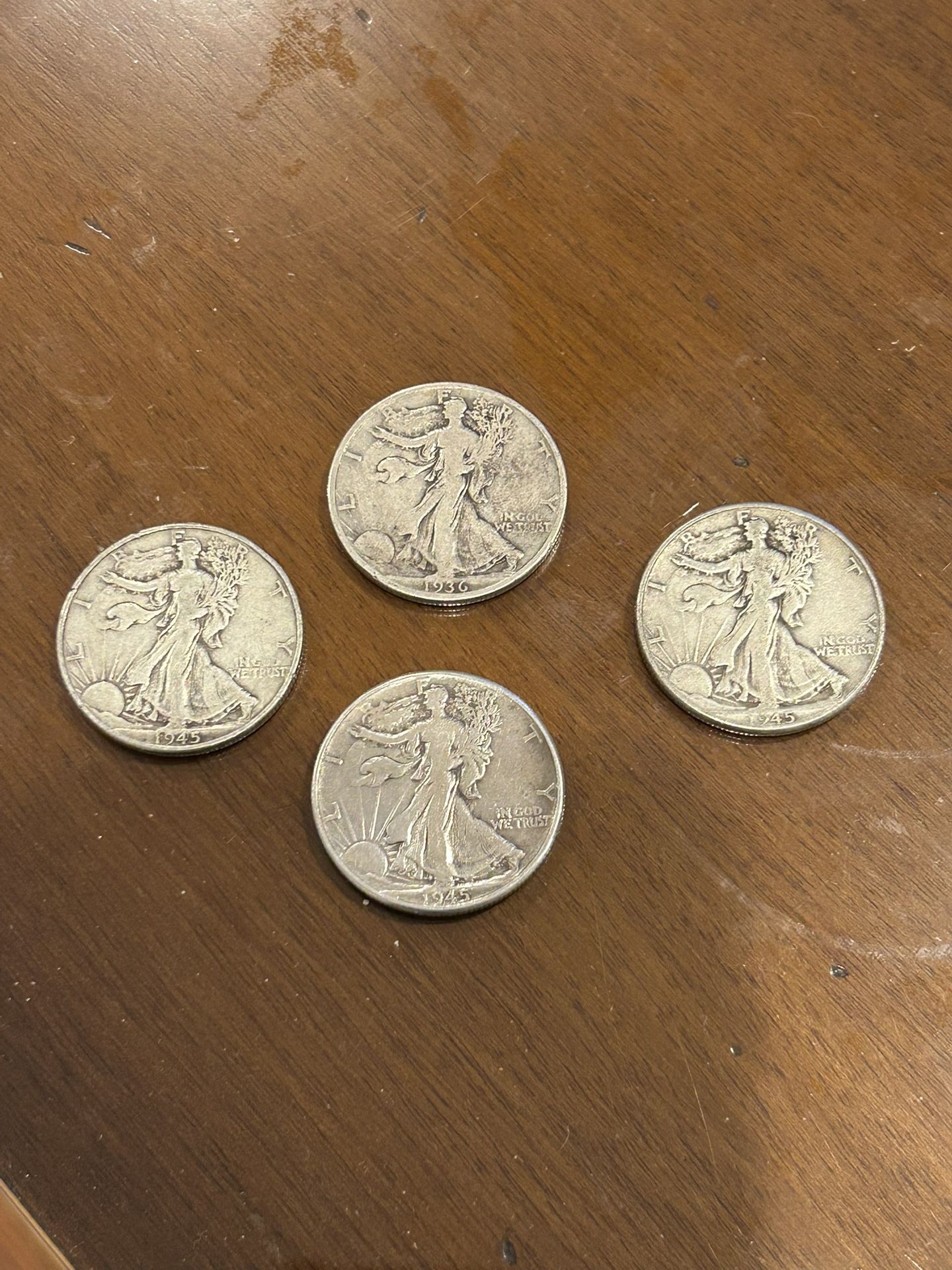 4 Walking Liberty Half Dollars