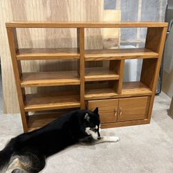 Solid Oak Bookcase/entertainment Center 