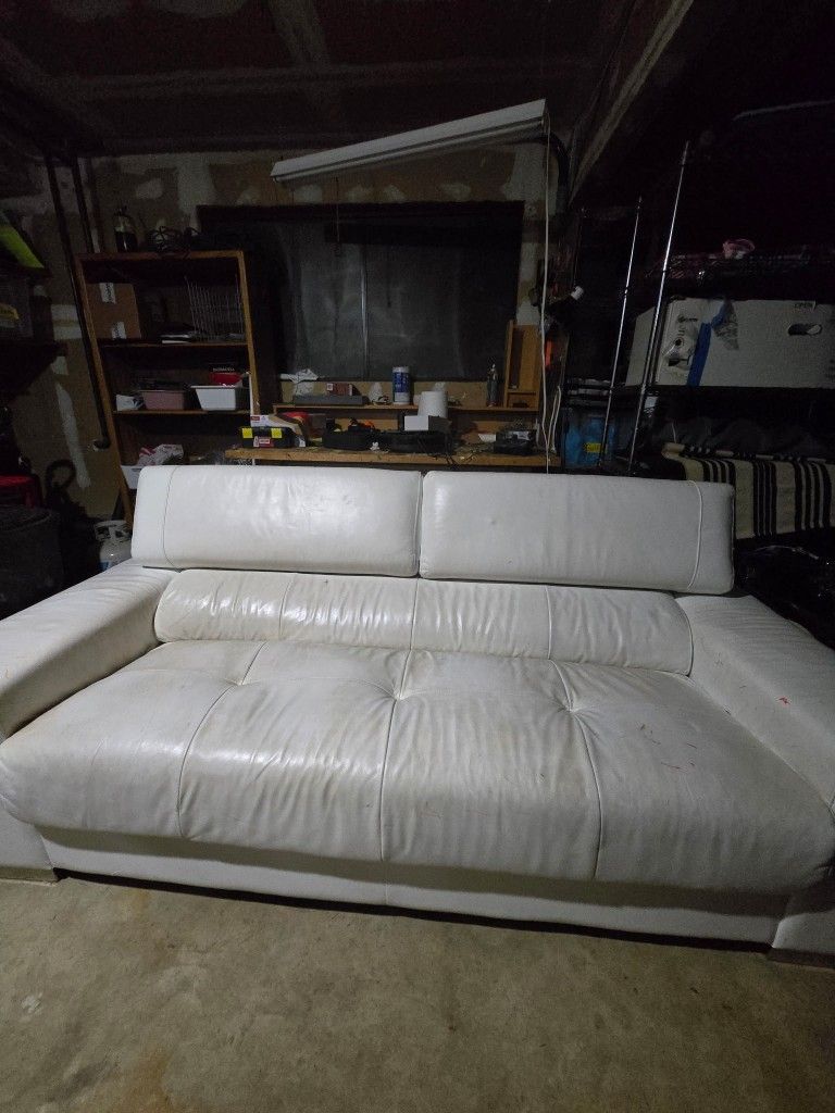 White Leather Couch- Kids Summer Fundraiser