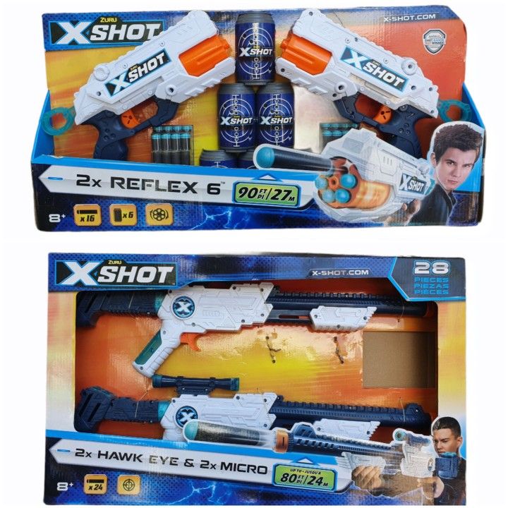 Zuru X Shot 2x Reflex Blaster & 2x Hawk Eye With Scope