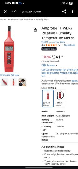 AMPROBE THWD-3  Relative Humidity Temperature Meter $50