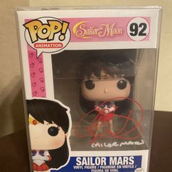 Funko Pop! Animation Sailor Moon Sailor Mars #92 Signed by Cristina Vee JSA 