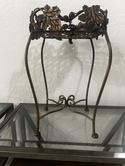 Vintage plant stand with glass grapes