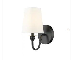 Set of 2 - Z- Lite Gianna 5.5 in. 1-Light Matte Black Wall Sconce with White Fabric Shade