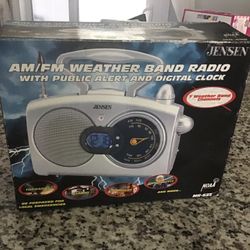Jensen Weather Band Public Alert Radio & Blue backlit LCD clock Storm Siren