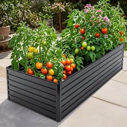 Metal Raised Garden Bed Outdoor 7.2x3.6x2 FT Galvanized Raised Garden Bed Kit,Vegetable Boxes-Rectangle Metal Flower Box,Large Planter Raised Beds Out