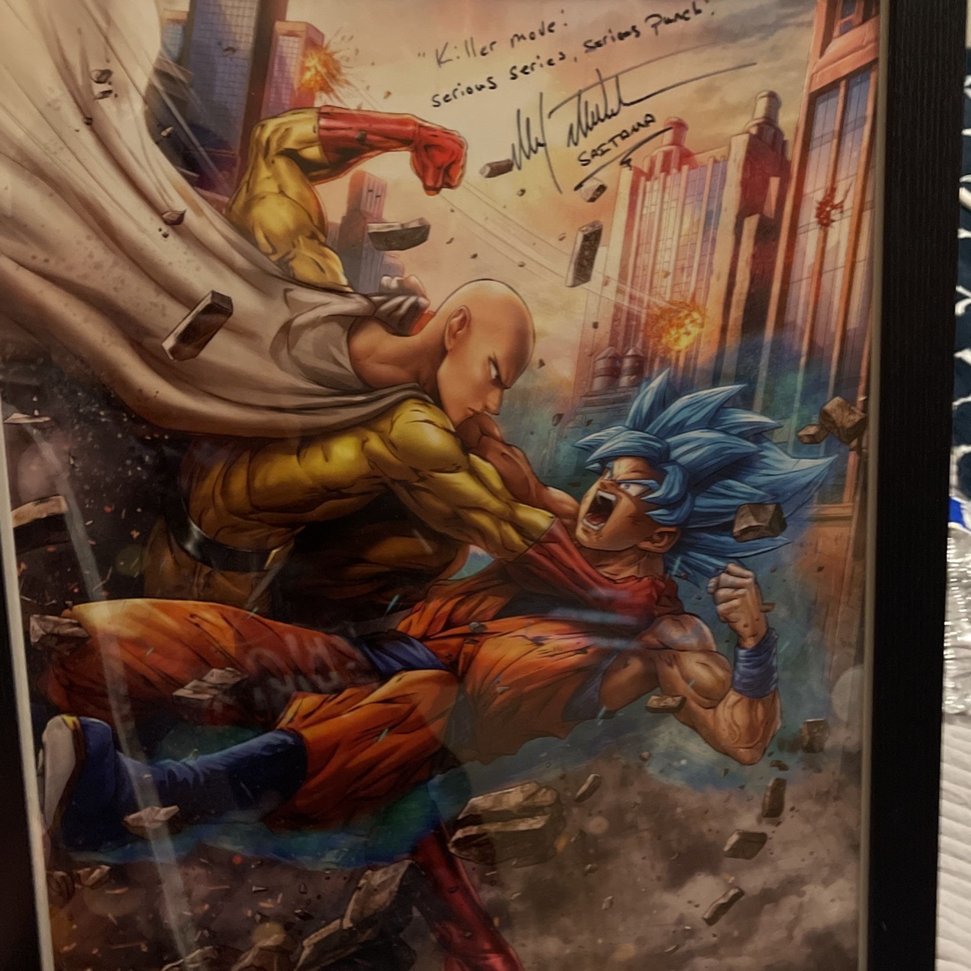 Saitama Vs Goku Poster Signed