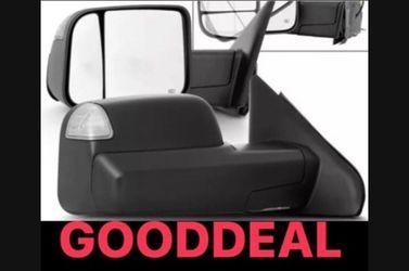 #20 02-09 LIGHT Dodge RAM Flip Up Manual Towing Extendable Manual Light Towing Extendable  Towing Trailer Mirror Left+Right Side Mirrors Pair