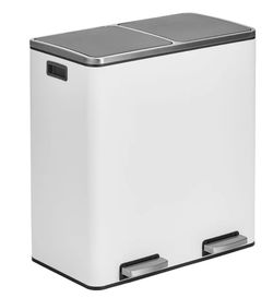 mDesign Metal Steel 60-Liter Large Dual Compartment Step Trash Can - Color-  White  Brand new in box - cash only  Pickup only (Anaheim)
