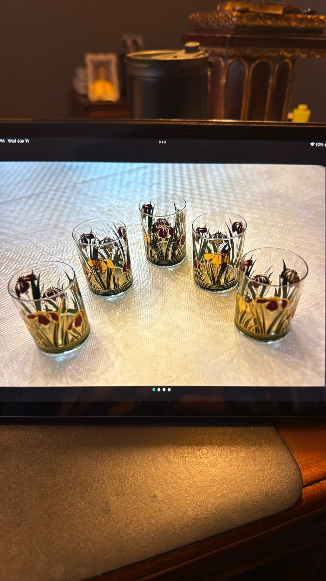 LOW BALL COCKTAIL GLASSES - Vintage Culver Cinnabar w/ Iris Design