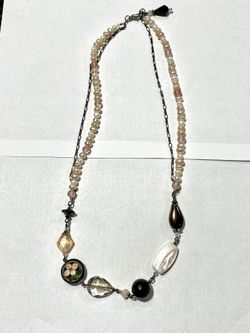 Pink small pearls and beads with chain necklace jewelry