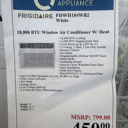 Frigidaire 18,800 BTU Window Air Con W/heat 