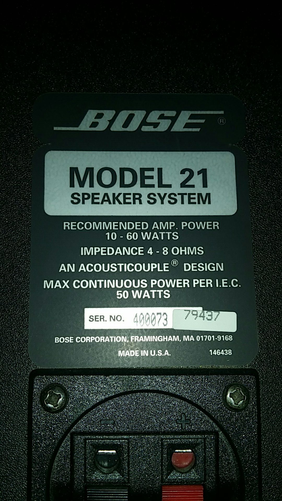 BOSE - Model 21 Acousticouple Bookshelf Speakers 60W 4-8 ohms