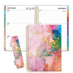 SUNEE 2026 Weekly and Monthly Planner  8.5"x11" Marble Color Pink Blue Gold 