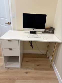 White office desk