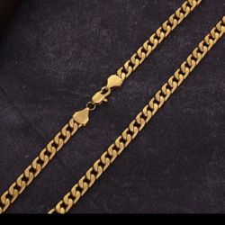 Fashion 18k Gold Chain Necklace 6mm Wide Cuban Chain For Women Men Chains 
