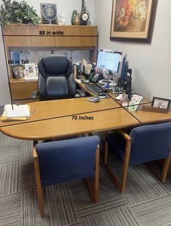 3 piece set- Office Desk with attached Hutch and matching shelf and filing cabinet