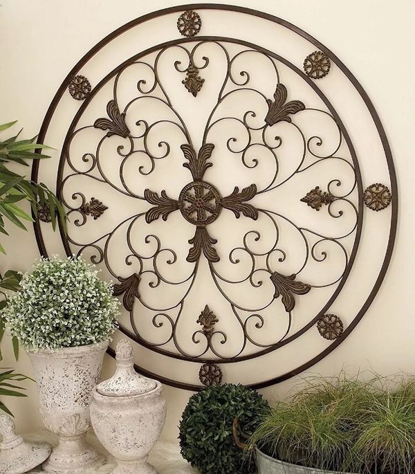 Round Wrought Iron Wall Decor Elegant Scroll for Sale in