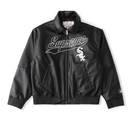 Supreme x Chicago White Sox Leather Varsity Jacket 'Black'