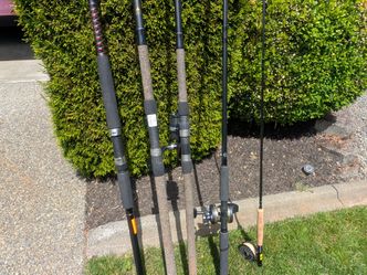 Fishing rod and reels. Various prices in description.