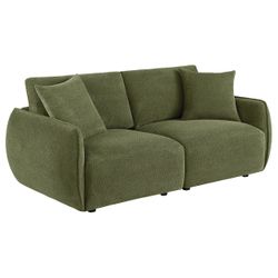 Elysia Green Chenille Upholstered Modular Lounge Loveseat