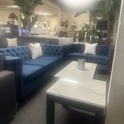 Brand New Navy Blue Sofa And Loveseat 