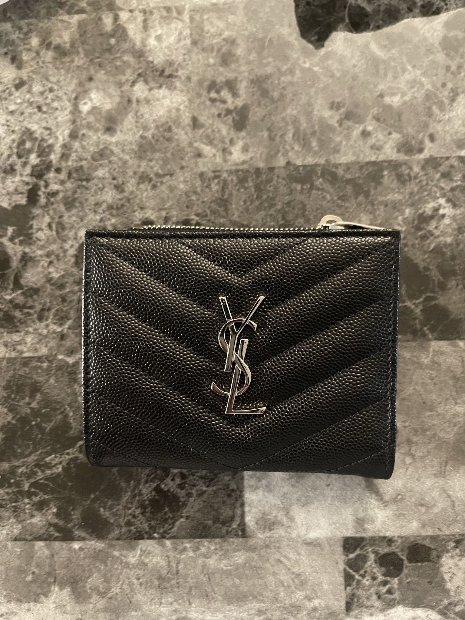 NEW Saint Laurent Black Le Monogramme Cassandre Canvas Card Holder Wal –  Fin and Mo